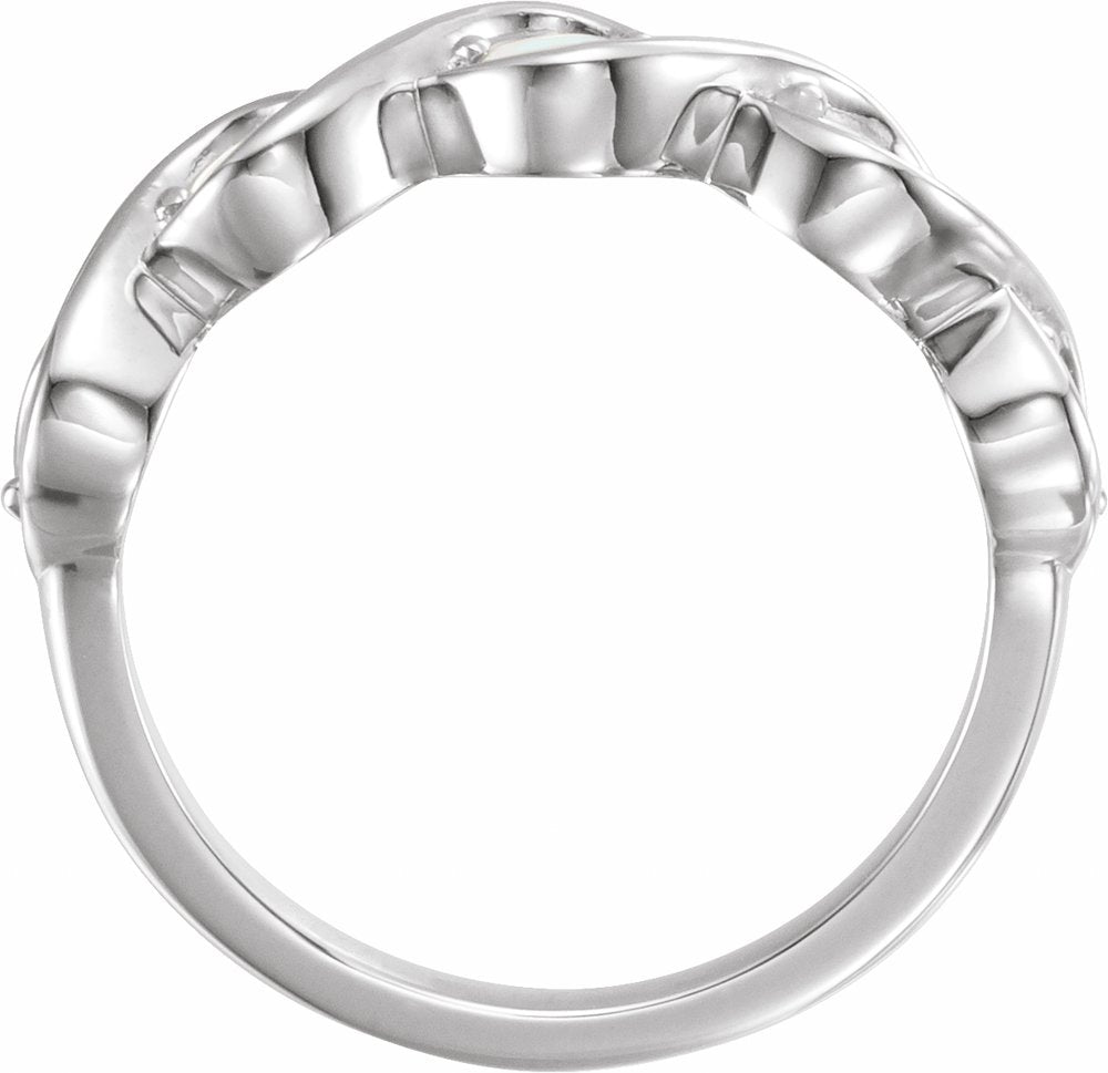 Sterling Silver Natural White Opal Stackable Ring