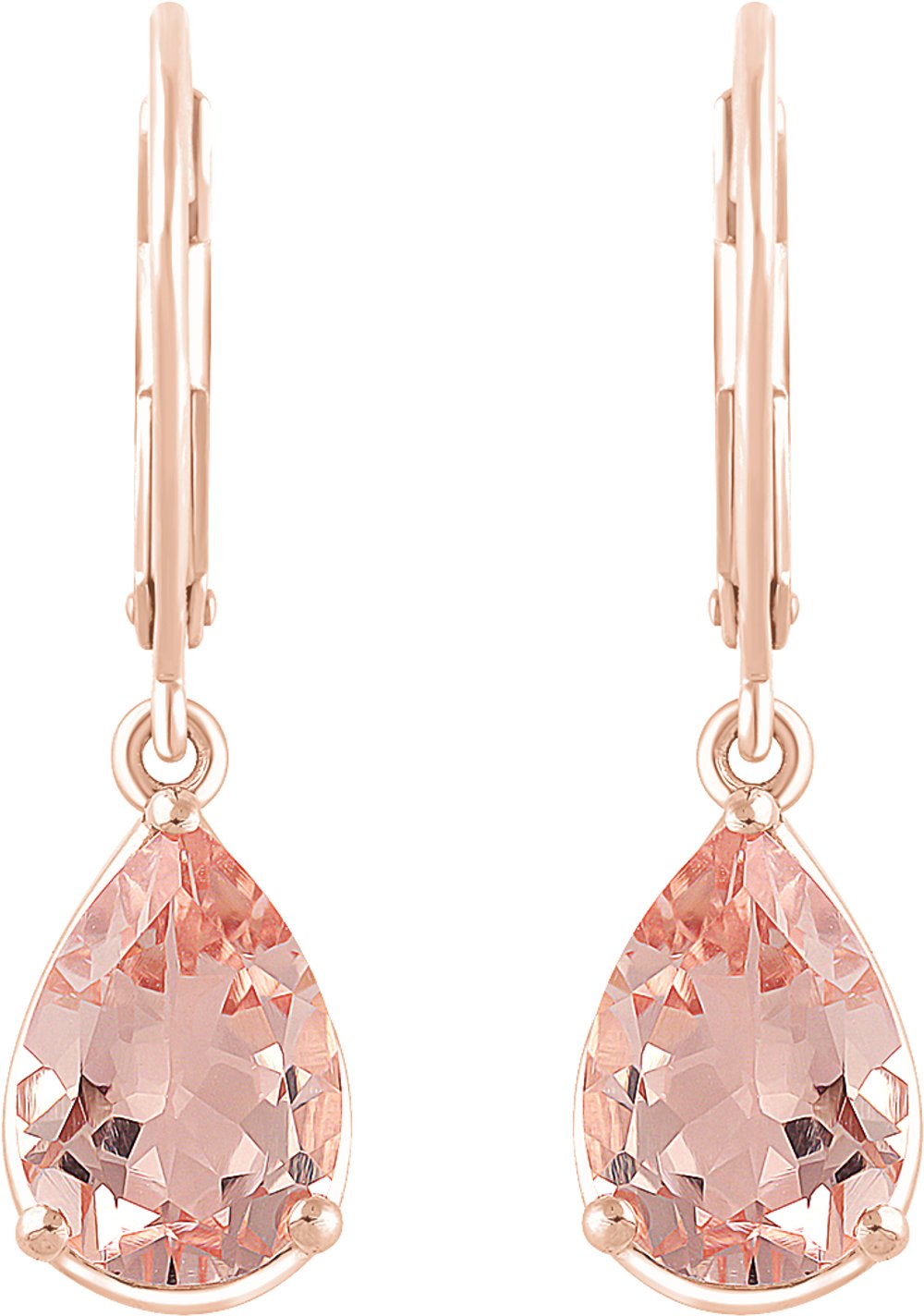14K Rose Natural Pink Morganite Earrings