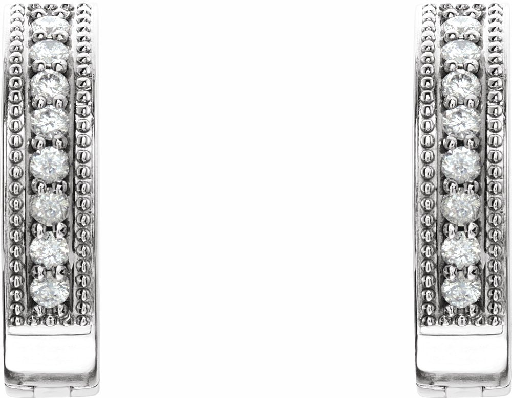 14K White Gold 1/8 CTW Natural Diamond 12.5 mm Hoop Earrings