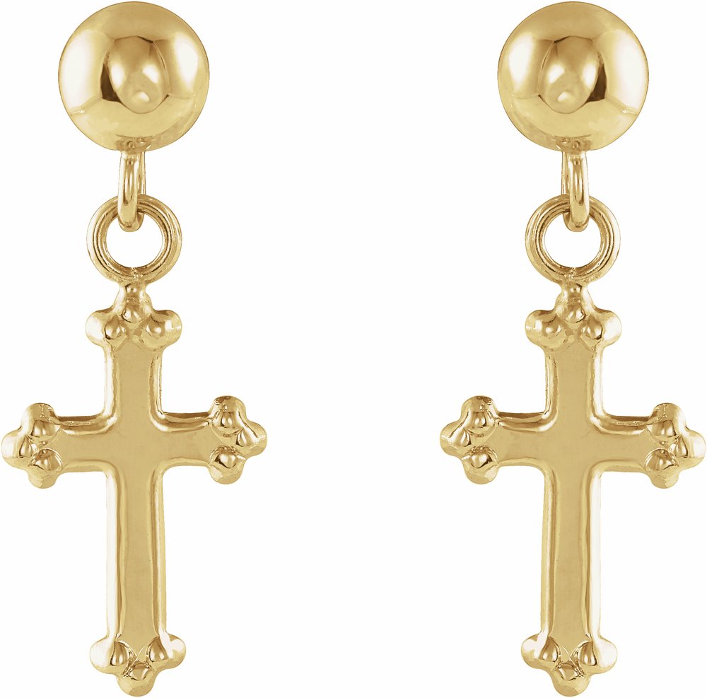 14K Yellow 11x8 mm Cross Earrings