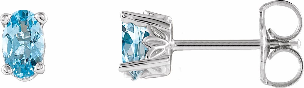 14K White Gold Natural Aquamarine Earrings