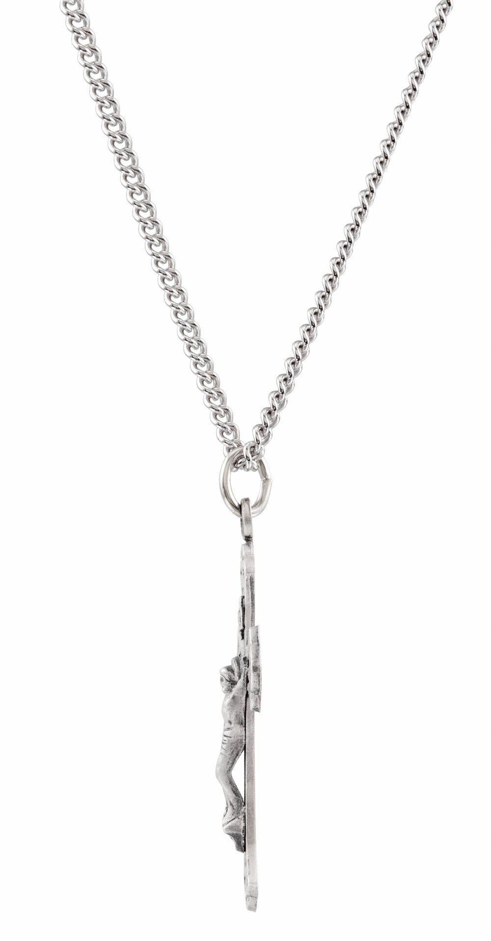 Sterling Silver 46x30 mm Crucifix 24" Necklace