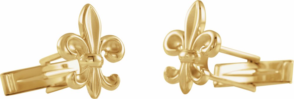14K Yellow Fleur-de-Lis Cuff Links