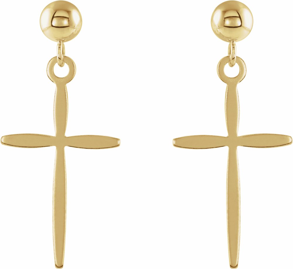 14K Yellow Cross Earrings