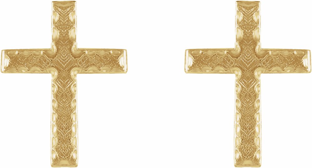 14K Yellow 13x9 mm Cross Earrings