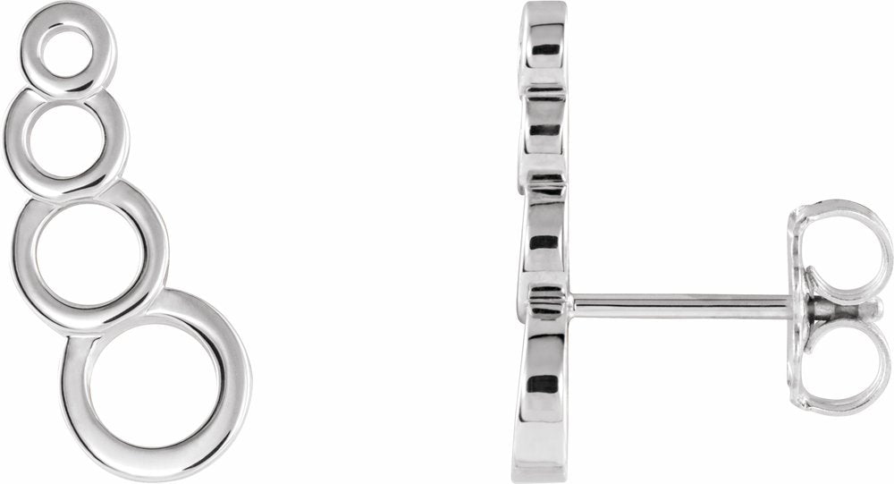 14K White Geometric Ear Climbers