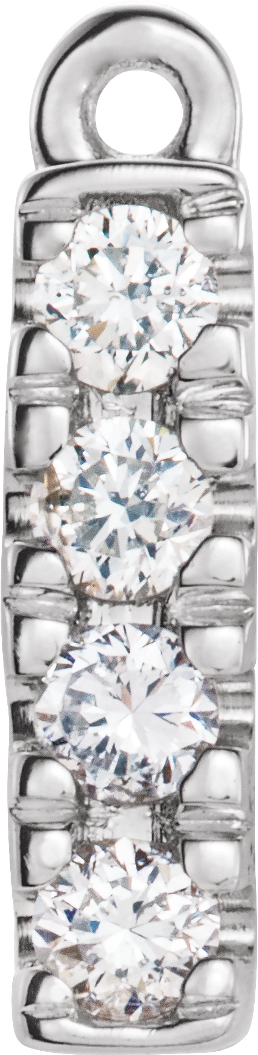 14K White .05 CTW Natural Diamond Bar Dangle