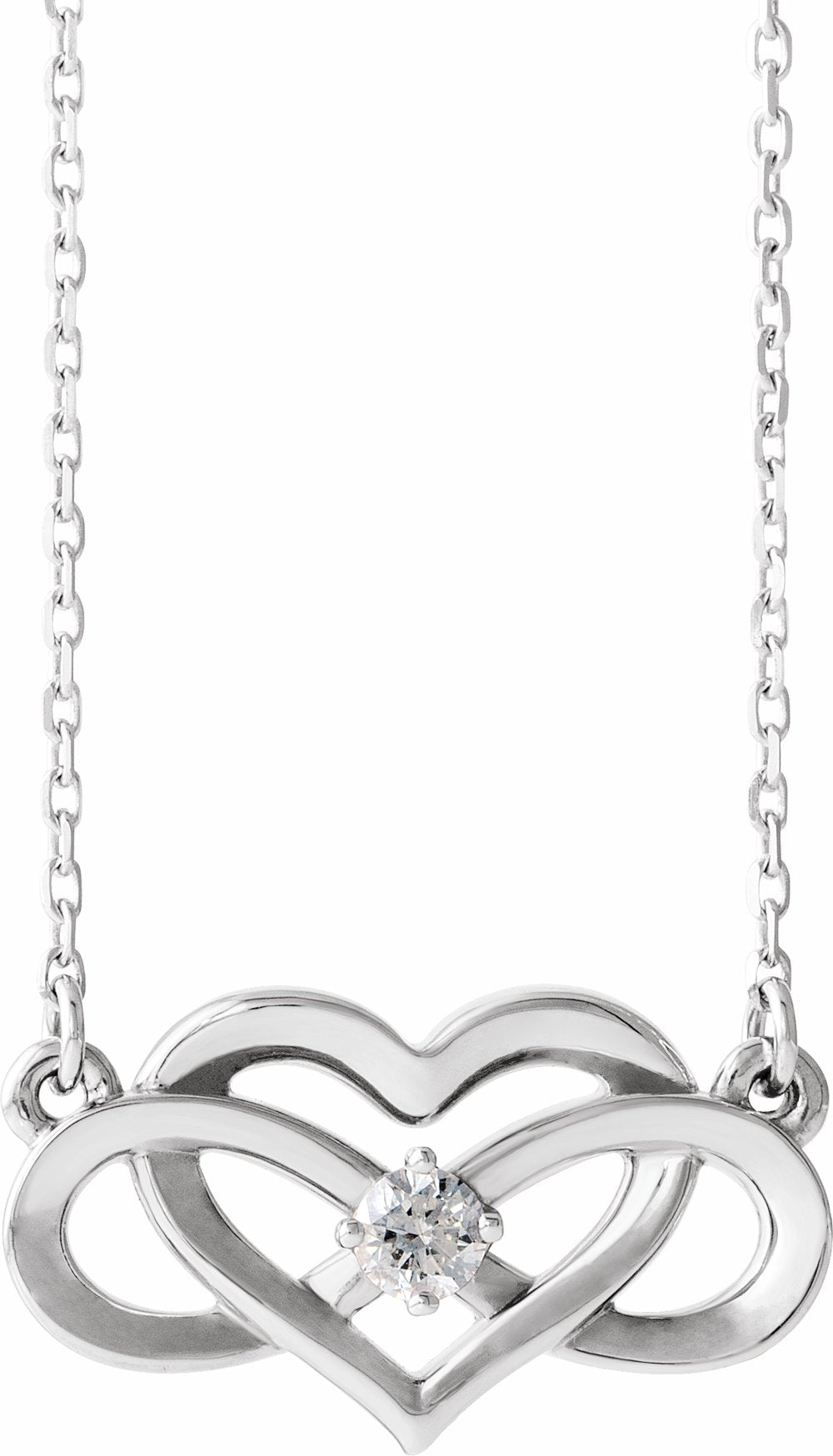 14K White Gold 1/10 CTW Natural Diamond Infinity-Inspired Heart 16-18" Necklace