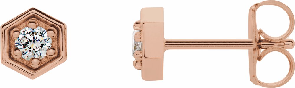 14K Rose 1/8 CTW Natural Diamond Hexagon Stud Earrings