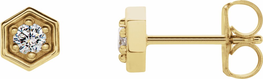 14K Yellow 1/8 CTW Natural Diamond Hexagon Stud Earrings