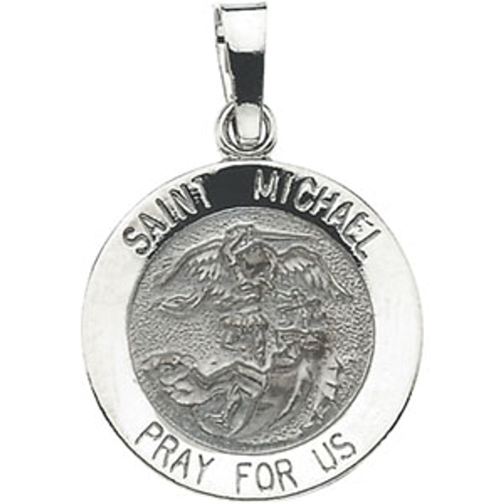 14K White Gold St. Michael Medal Pendant