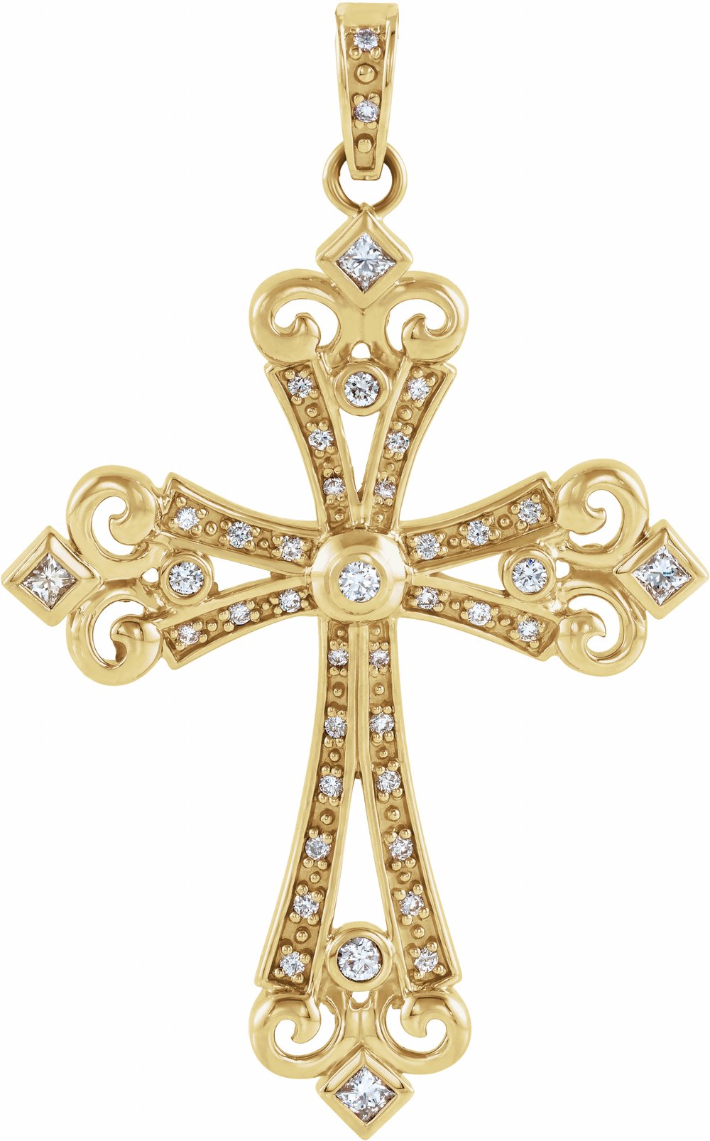 14K Yellow Gold 5/8 CTW Natural Diamond Cross Pendant