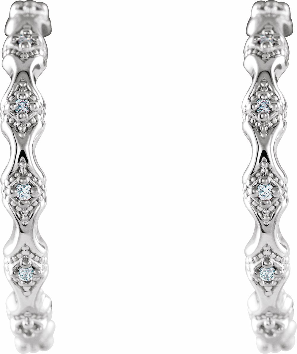 14K White Gold .04 CTW Natural Diamond Hoop Earrings