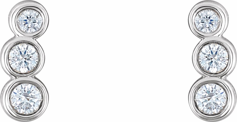 14K White 1/8 CTW Natural Diamond Petite Ear Climbers