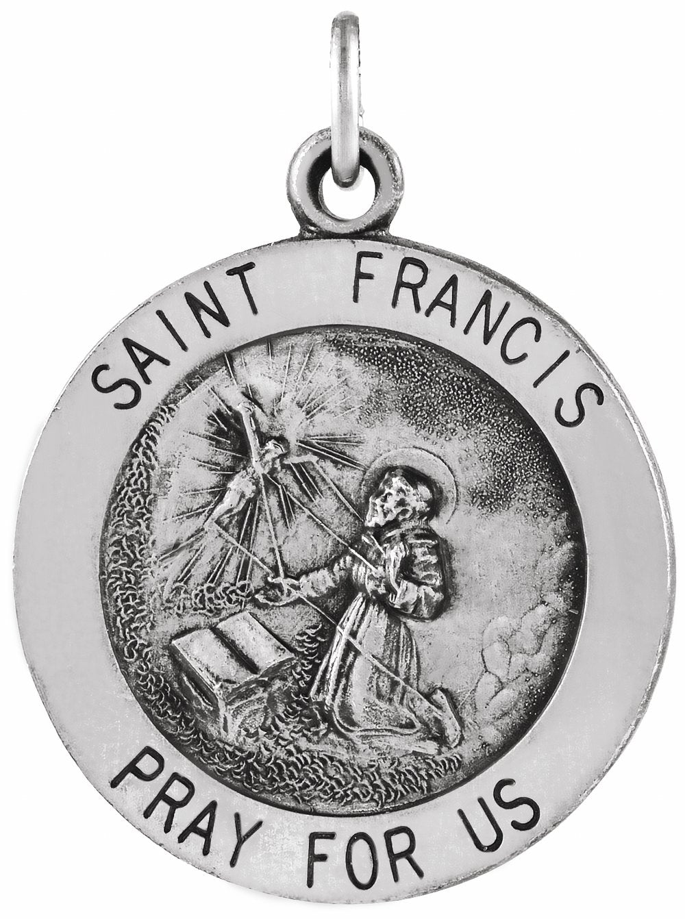 Sterling Silver 18 mm Round St. Francis of Assisi Medal 18" Necklace