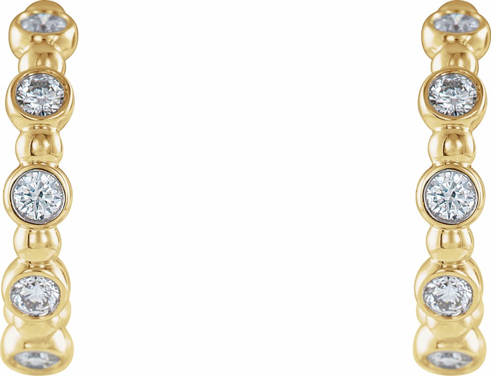 14K Yellow Gold 3/8 CTW Natural Diamond Beaded Hoop Earrings