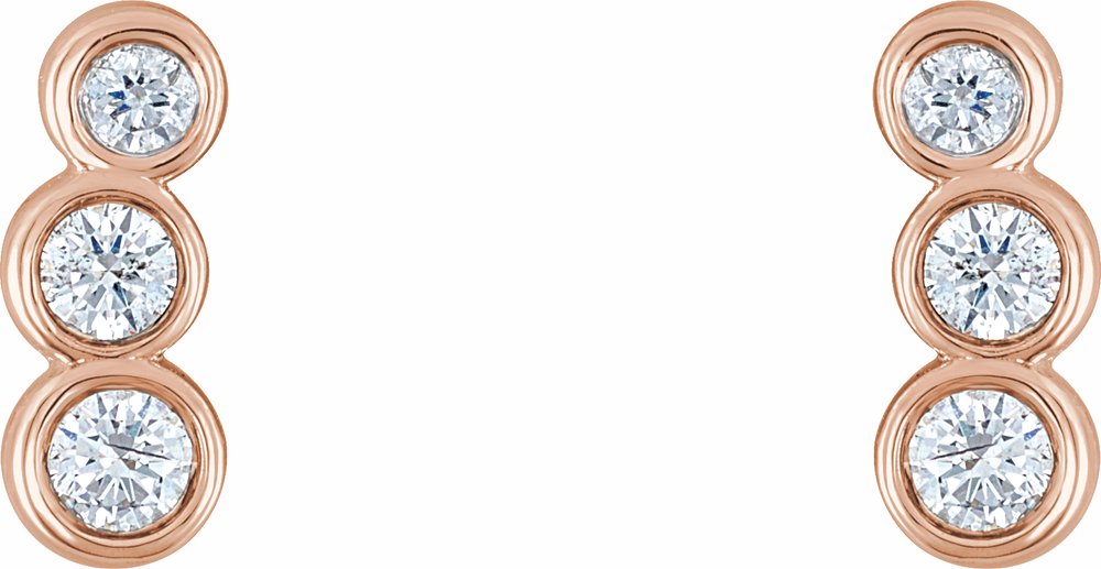 14K Rose 1/8 CTW Natural Diamond Petite Ear Climbers