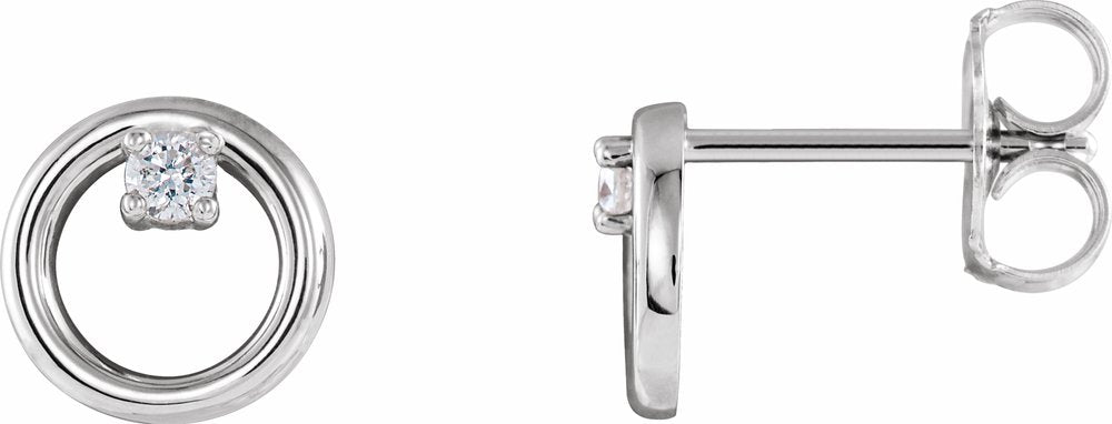 14K White Gold .06 CTW Natural Diamond Circle Earrings