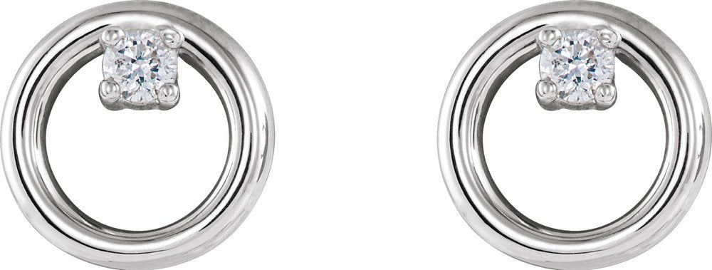 14K White Gold .06 CTW Natural Diamond Circle Earrings