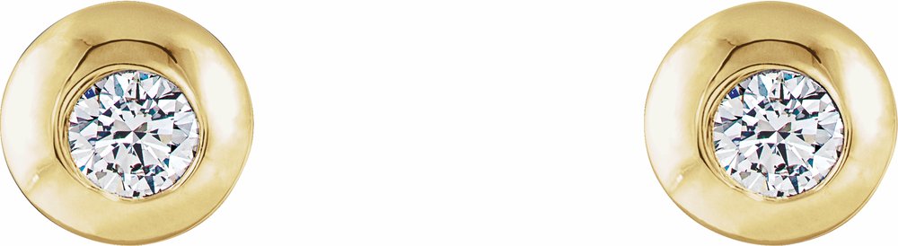 14K Yellow Gold 1/8 CTW Natural Diamond Domed Stud Earring