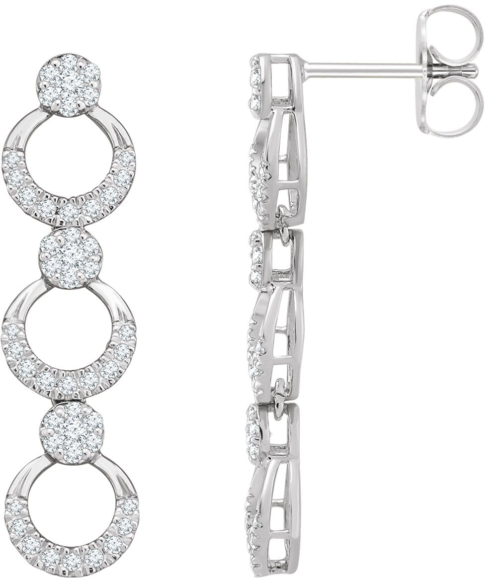 14K White Gold 1/2 CTW Natural Diamond Geometric Earrings