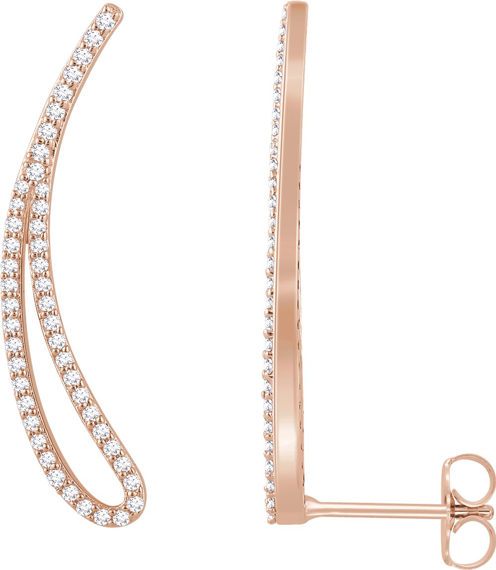 14K Rose Gold 1/4 CTW Natural Diamond Ear Climbers