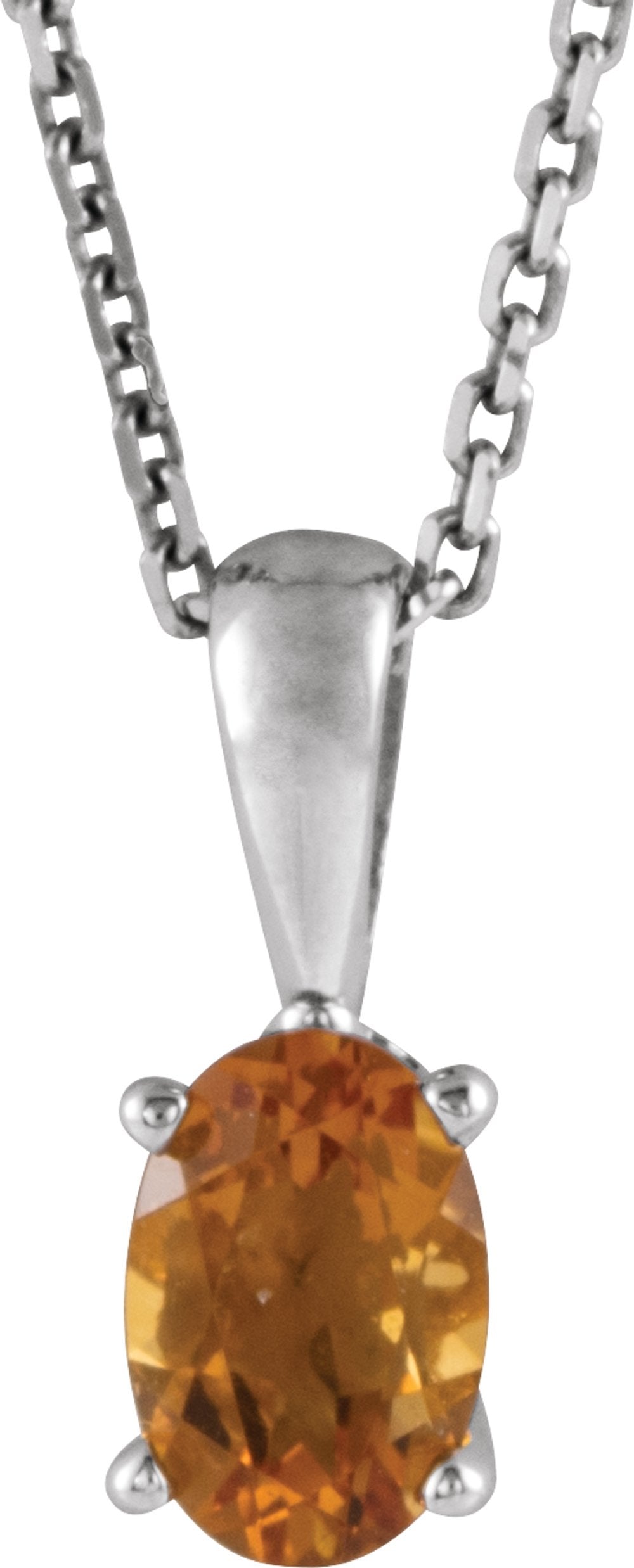 Sterling Silver Natural Citrine 16-18" Necklace