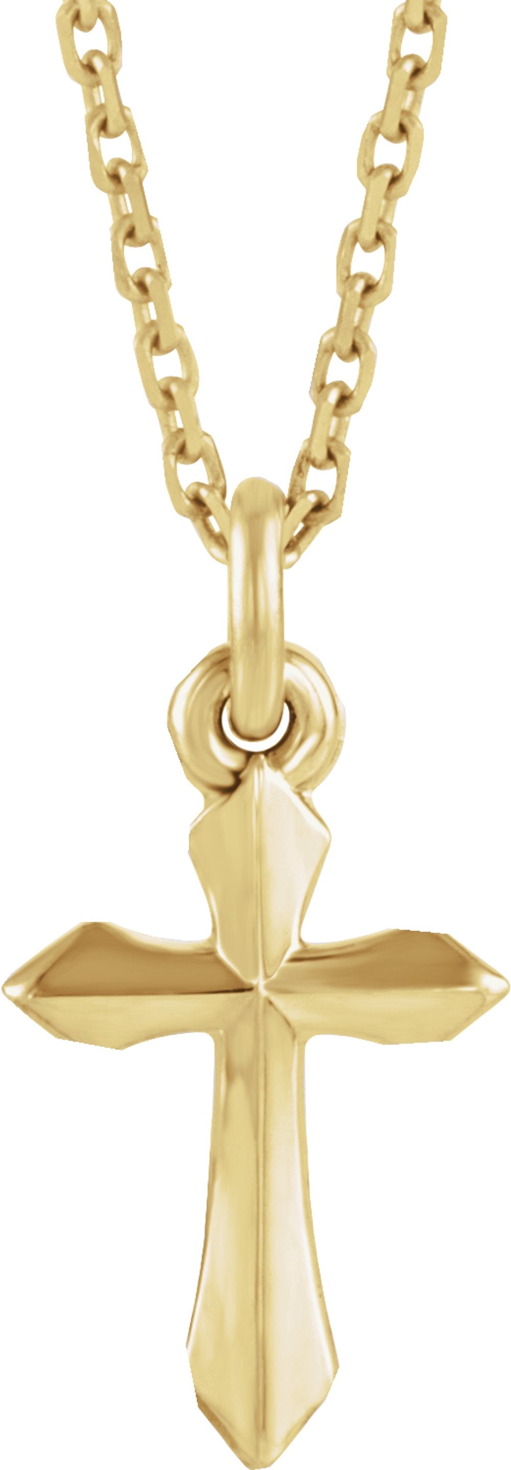 14K Yellow Gold Cross 18" Necklace