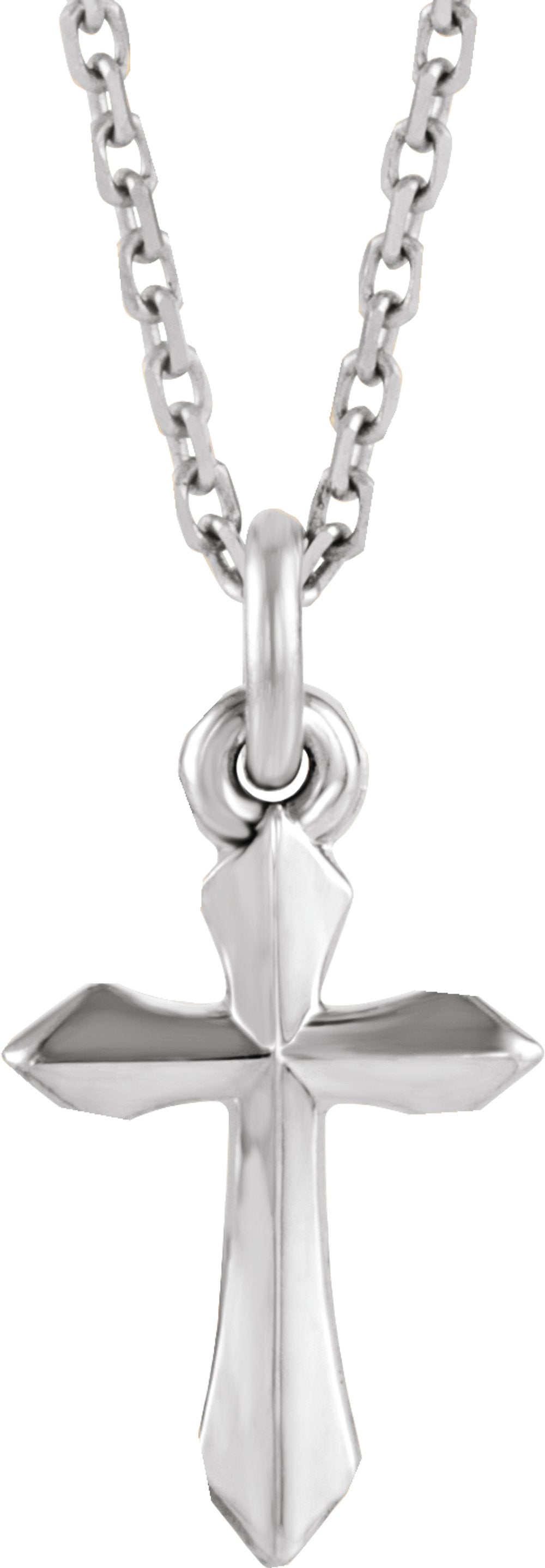 14K White Gold Cross 18" Necklace