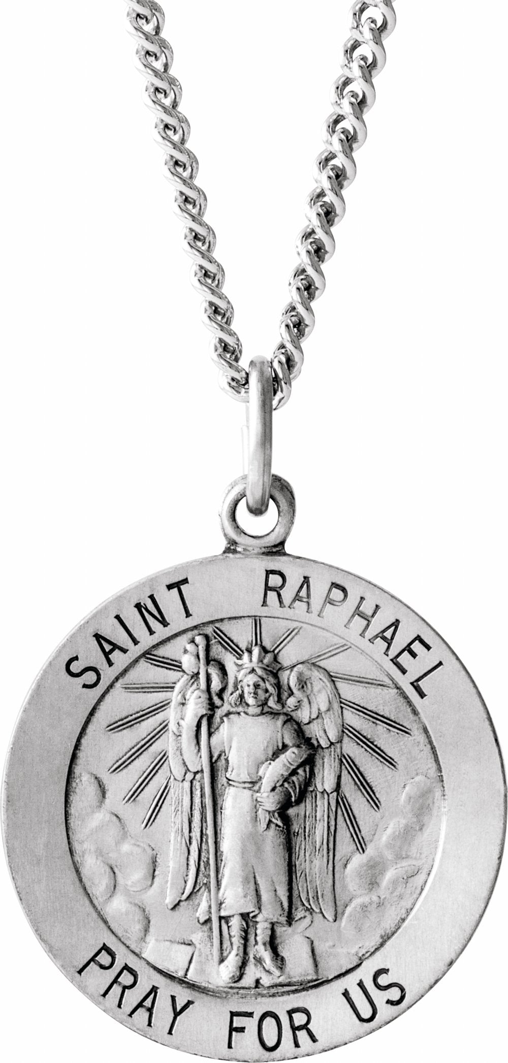 Sterling Silver 18 mm Round St. Raphael 18" Necklace
