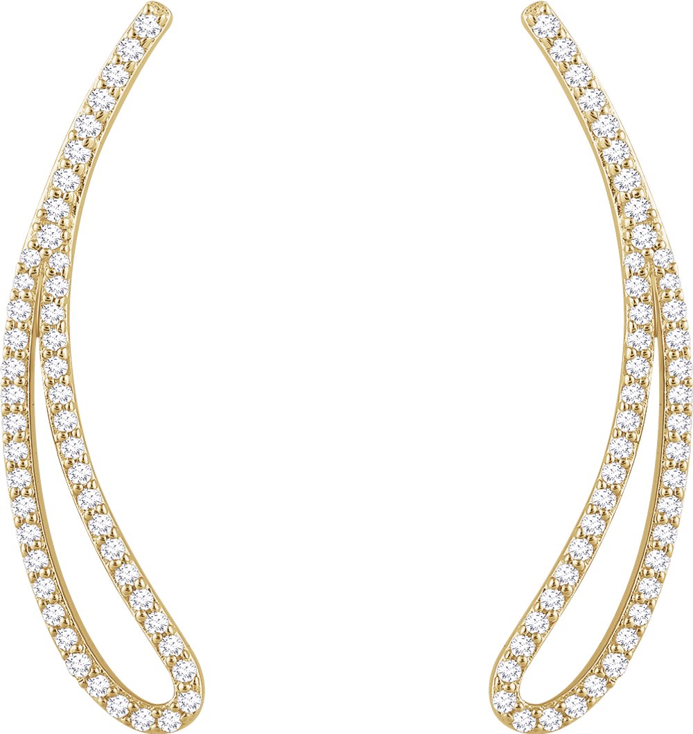 14K Yellow Gold 1/4 CTW Natural Diamond Ear Climbers