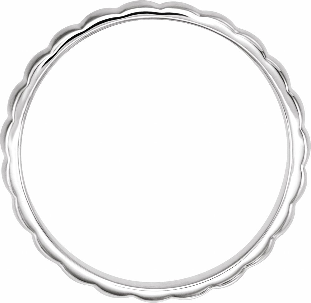 14K White Gold 6 mm Grooved Half Round Band Size 7