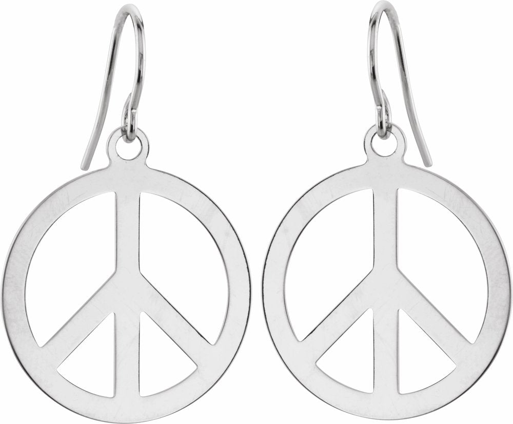 14K White Peace Sign Earrings