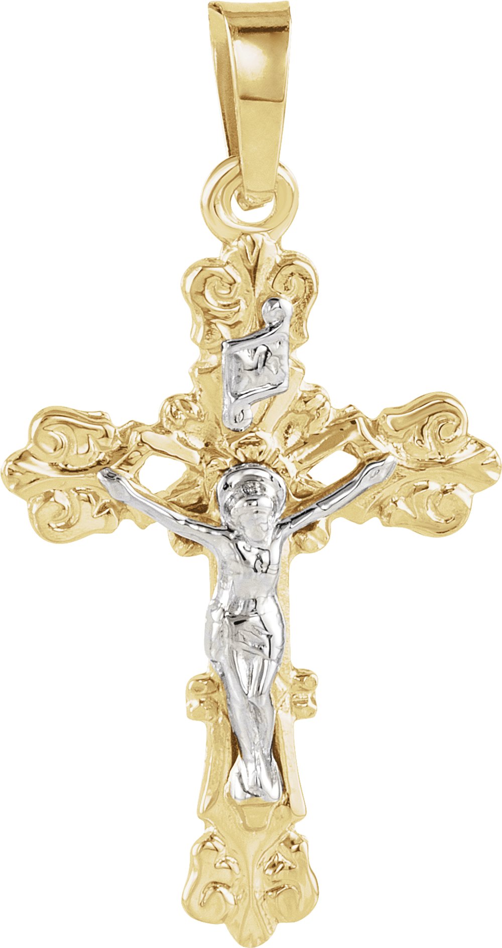 14K Yellow/White Gold 20.5x15 mm Crucifix Pendant