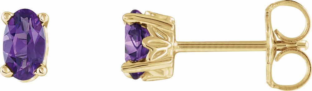 14K Yellow Gold Natural Amethyst Earrings