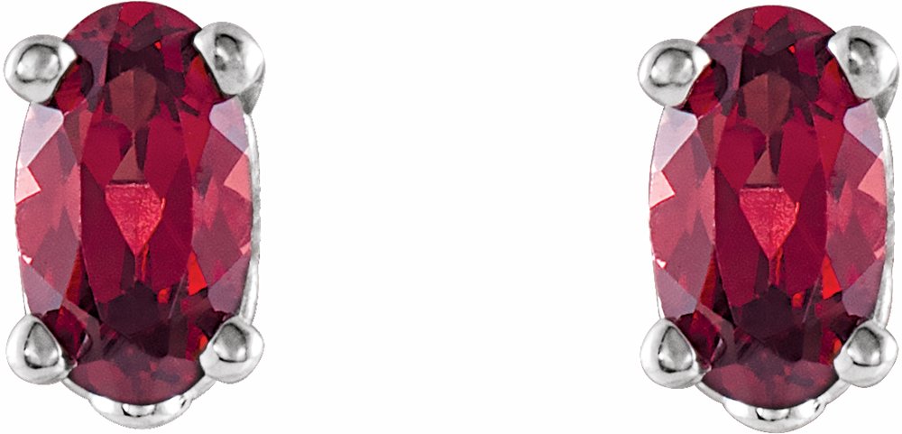 14K White Gold Natural Mozambique Garnet Earrings