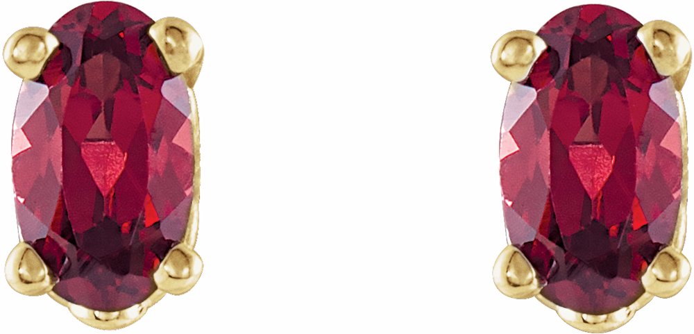14K Yellow Gold Natural Mozambique Garnet Scroll Setting® Stud Earrings