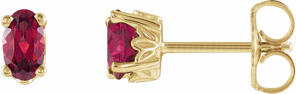 14K Yellow Gold Natural Mozambique Garnet Scroll Setting® Stud Earrings