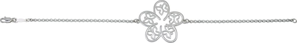 Sterling Silver Flower & Butterfly 7 1/2" Bracelet