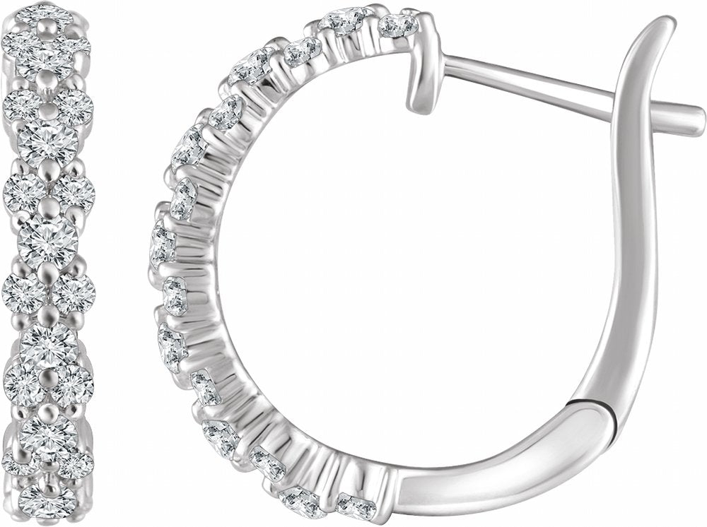 14K White Gold 5/8 CTW Natural Diamond Hoop Earrings
