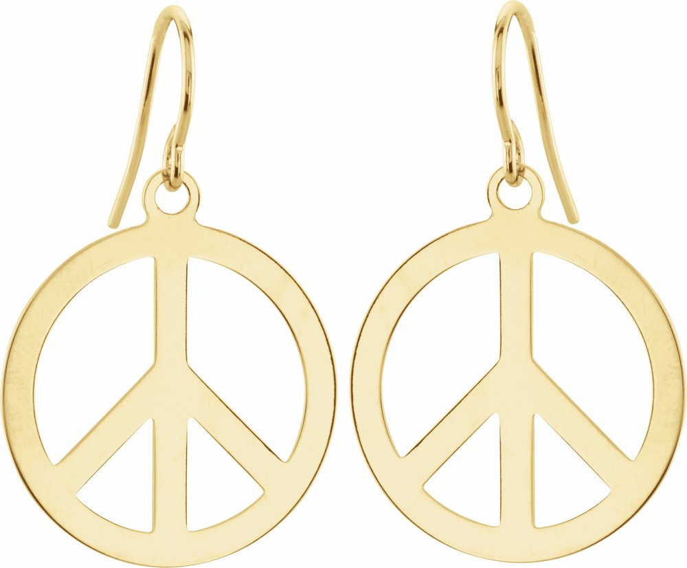 14K Yellow Peace Sign Earrings