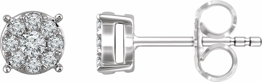 14K White Gold 1/4 CTW Natural Diamond Cluster Earrings