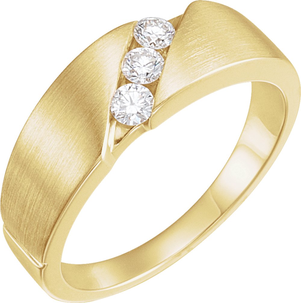 14K Yellow Gold 1/5 CTW Natural Diamond 3-Stone Band Size 6