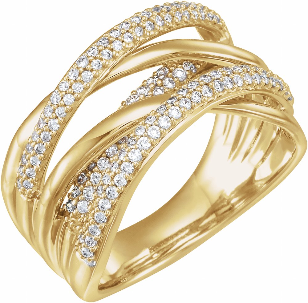 14K Yellow Gold 1/2 CTW Natural Diamond Criss-Cross Ring