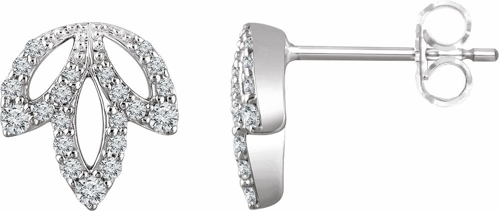 14K White Gold 1/4 CTW Natural Diamond Leaf Earrings