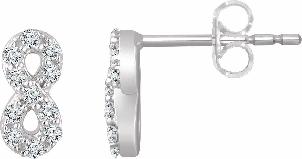 14K White Gold 1/6 CTW Natural Diamond Infinity Earrings