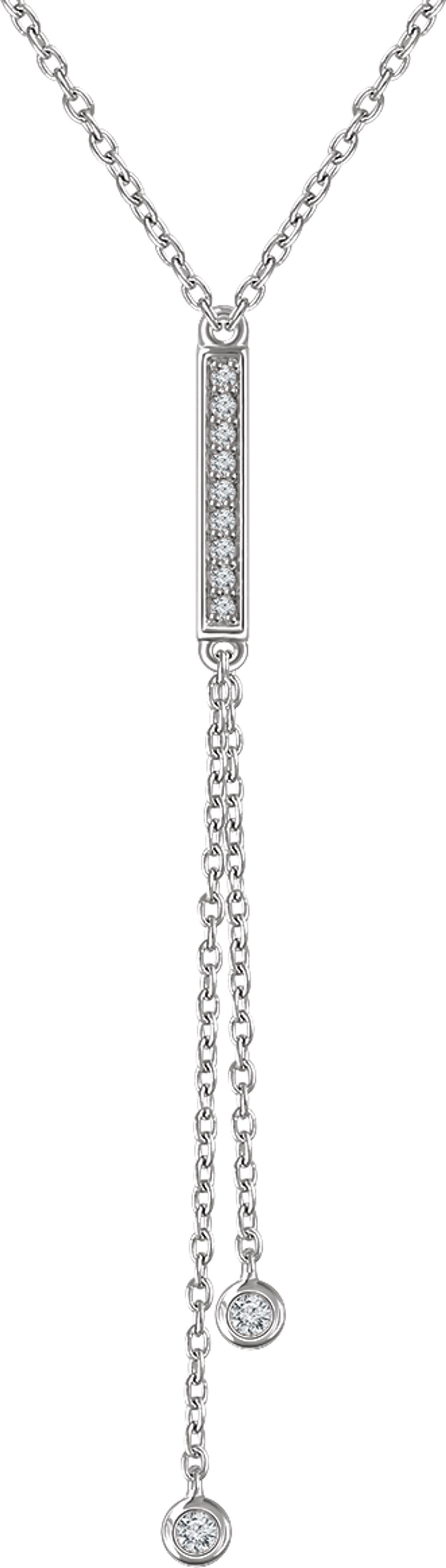 14K White Gold 1/10 CTW Natural Diamond 16-18" Y Necklace