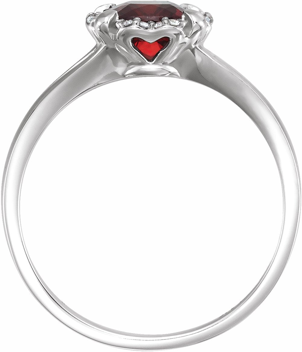 14K White Natural Mozambique Garnet & .05 CTW Natural Diamond Ring