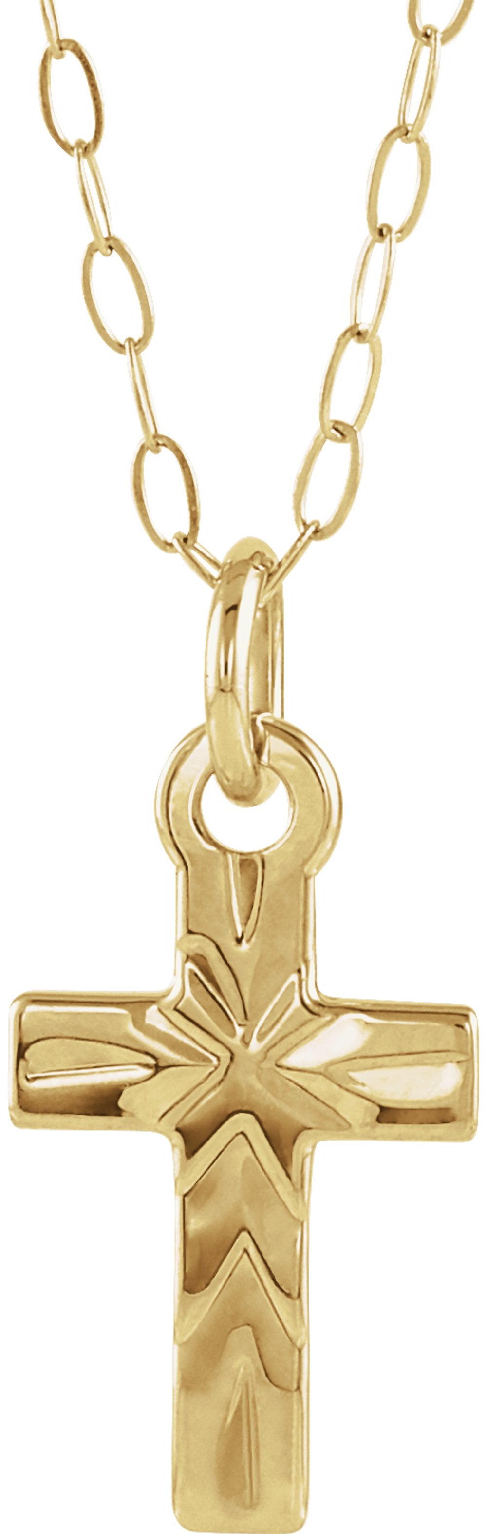 14K Yellow 9.5x6.5 mm Cross 15" Necklace