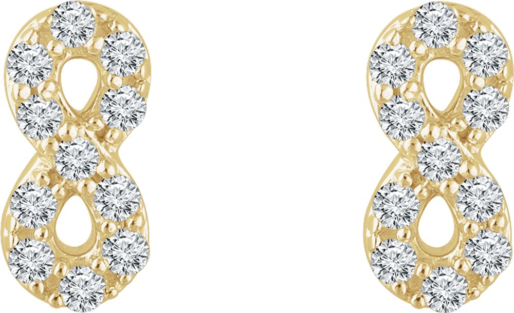 14K Yellow Gold 1/6 CTW Natural Diamond Infinity Earrings